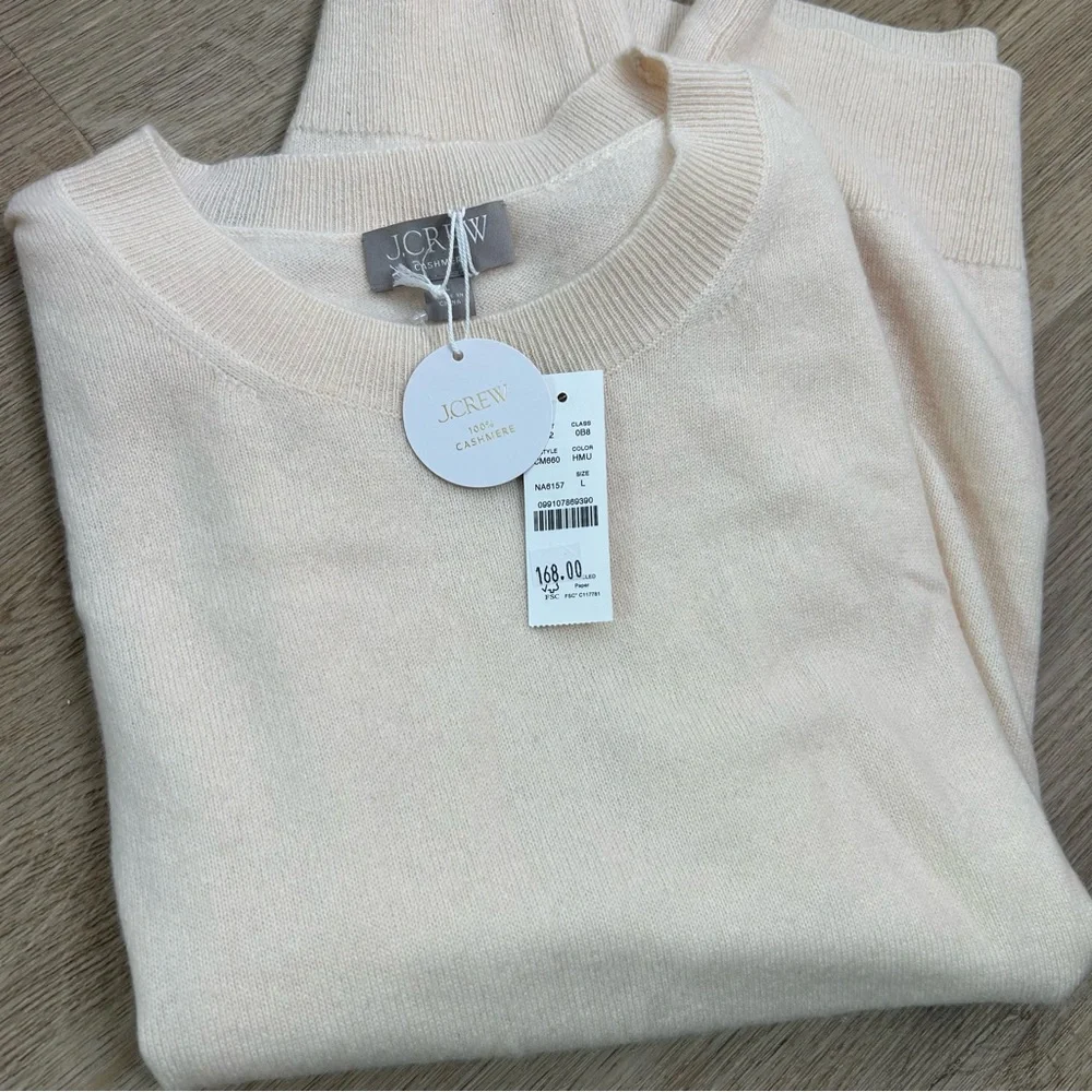 NWT J. Crew 100% Cashmere Relaxed Fit Sweater Vest in Heather Muslin Size Large